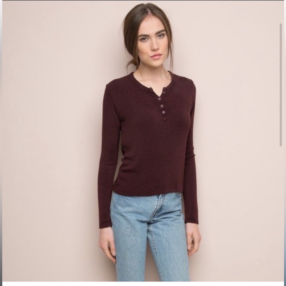 Brandy Melville maroon long sleeve Callen Henley - Picture 11 of 15